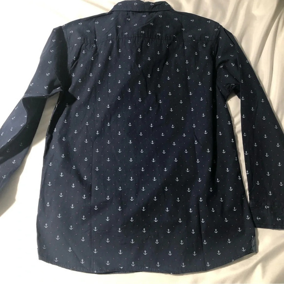 PaperDenim&Cloth Navy Blue Nautical button Down long sleeve shirt 100% Cotton - Picture 8 of 11